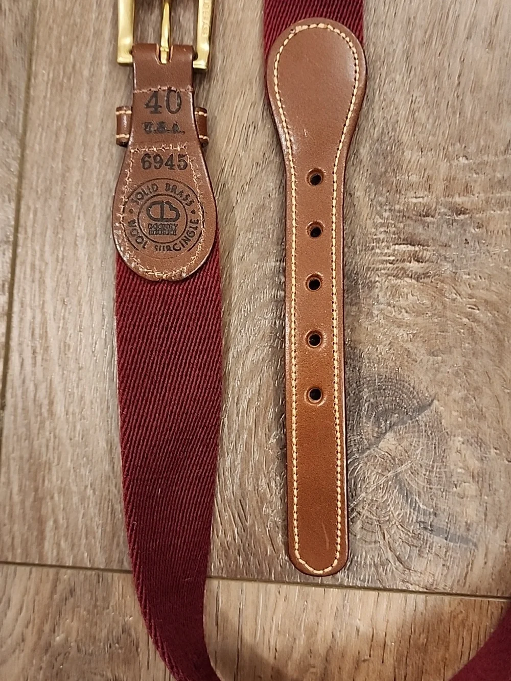 Vintage Dooney Bourke Woven  Leather Belt Burgundy Maroon Brass Buckle size 40